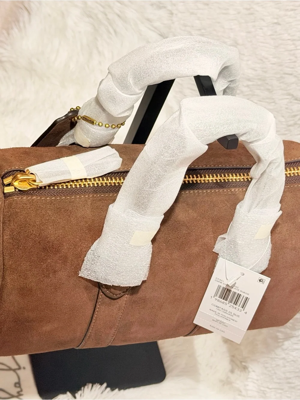 Coach Compass Bag 25 Dark Chocolate Suede NWT